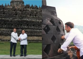 Momen Presiden Macron Berusaha Menggapai Patung Buddha di Stupa Candi Borobudur, Fadli Zon: Beliau Menikmati Kunjungannya