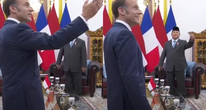 Momen Presiden Prancis, Emmanuel Macron dan Presiden RI, Prabowo Subianto di Istana Merdeka, Jakarta. (YouTube.com / Sekretariat Presiden)
